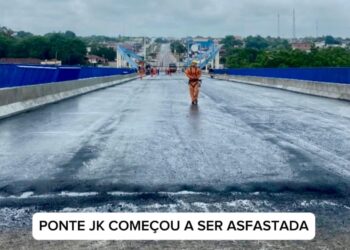 Ponte JK começou a recebe asfalto.