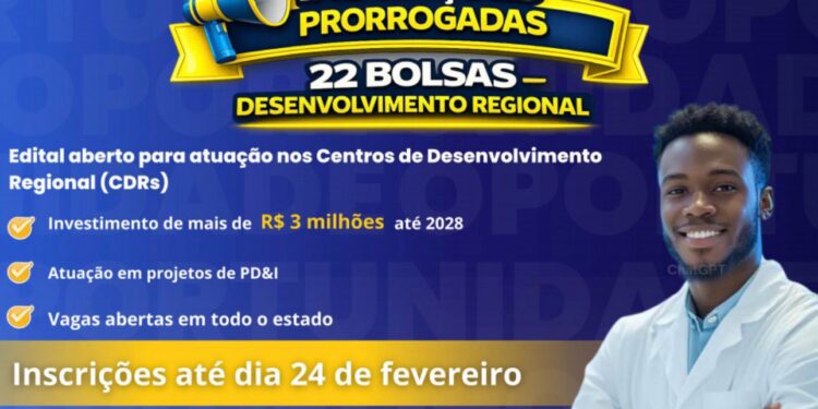 Inscrições para 22 bolsas de pesquisa e desenvolvimento.