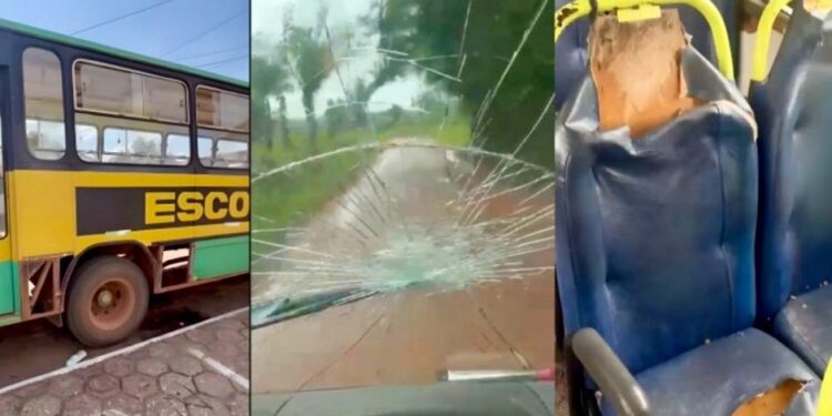 Ônibus escolares sem segurança em Praia Norte.